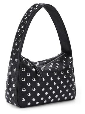 Faux Leather Studded Shoulder Bag Y2K Handbag Fall Purse